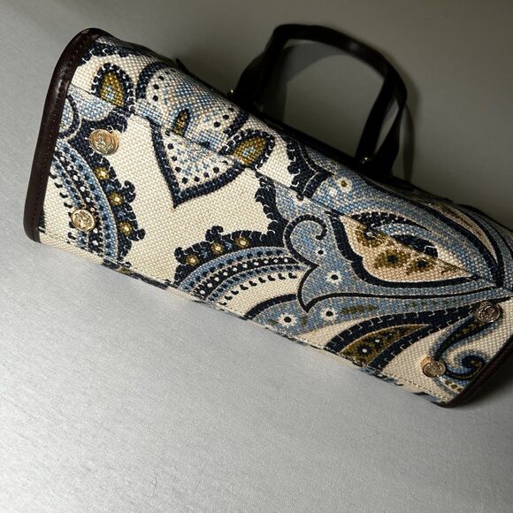 Spartina 449 Daufuskie Island paisley print satchel bag in linen and leather - Picture 3 of 6